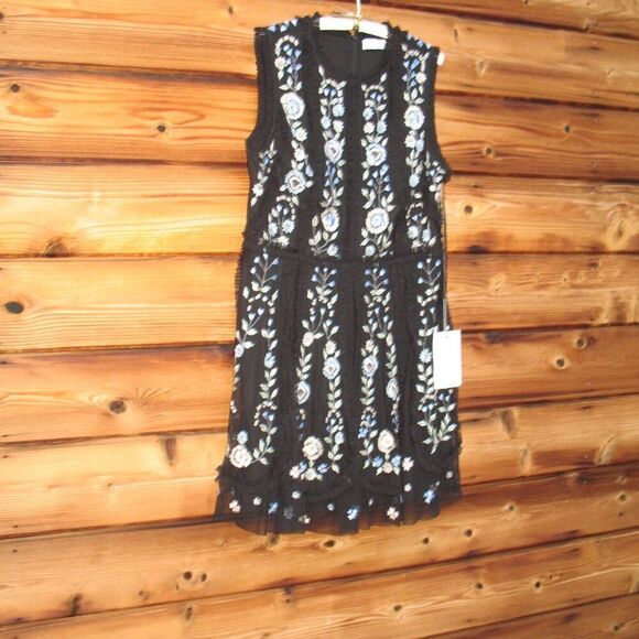 Mac Duggal 9135 Womens Black Sleeveless High Neck Embroidered Mini Dress - Picture 6 of 14